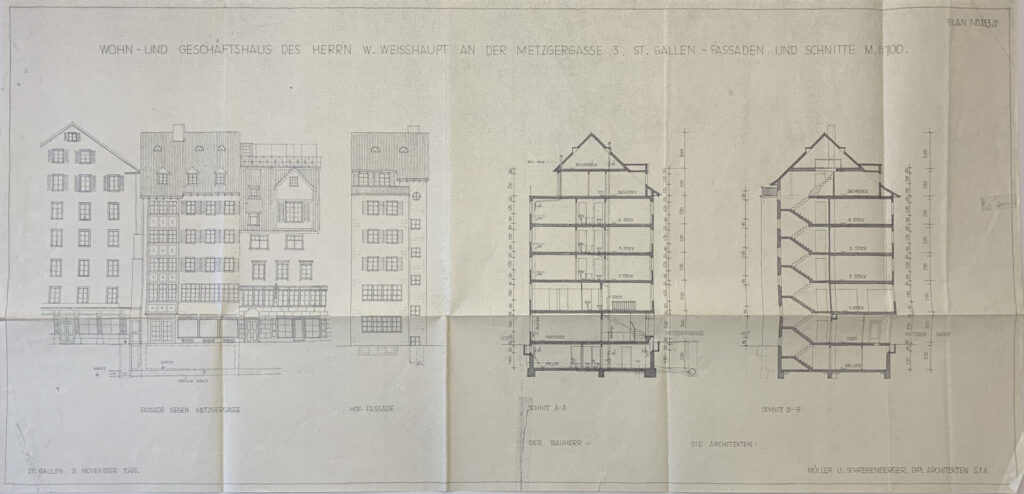 19461121 Fassade Ost und Schnitte
